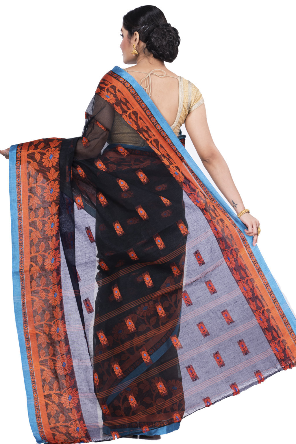 Black Pure Cotton Fultop_Tant Tant Saree (854)